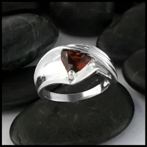 Unique Silver Ring with Garnet