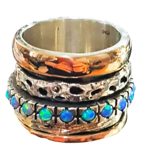 Unique Spinner Rings spinner ring with opals Sterling silver & gold