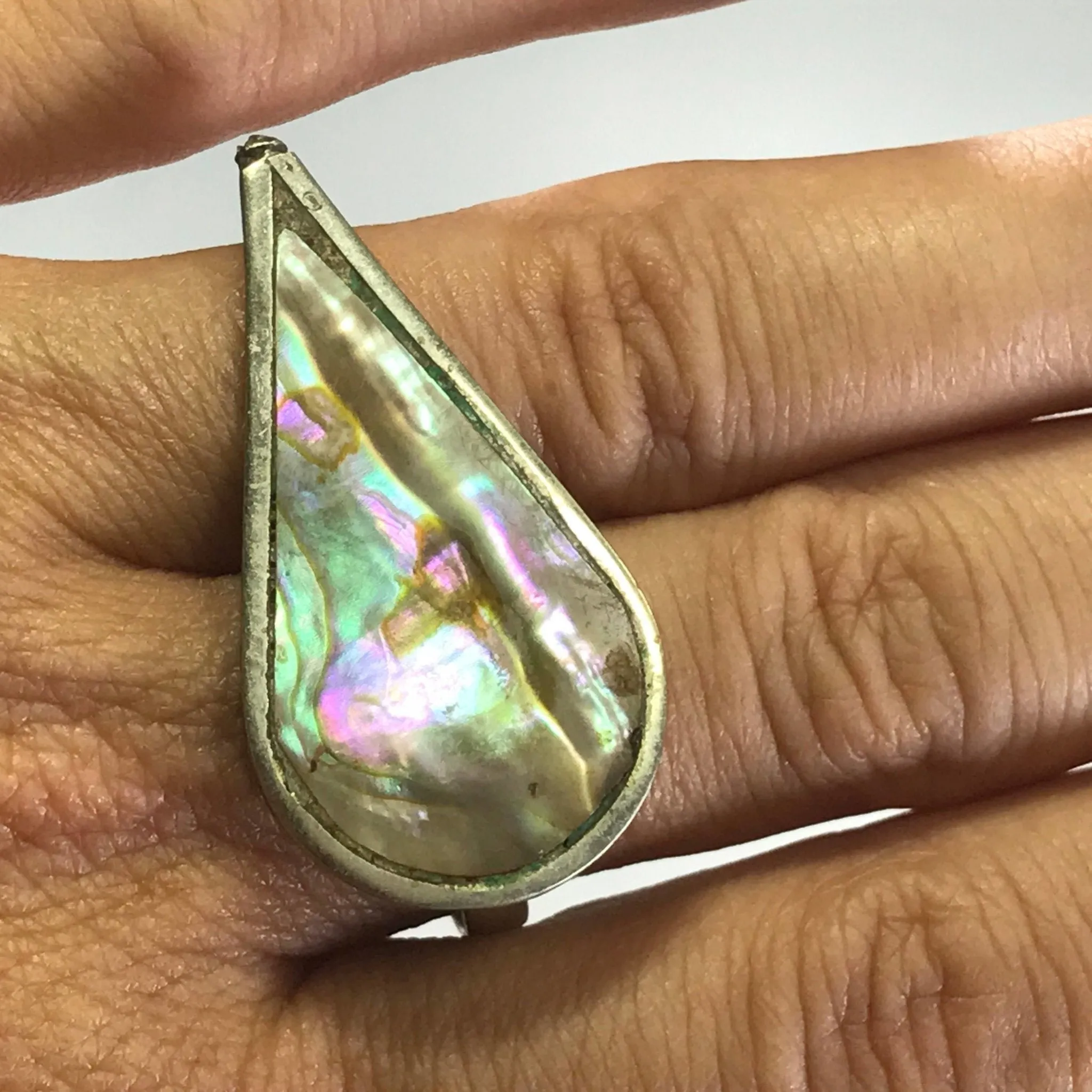 Upcycled Mother of Pearl Ring. Vintage Statement Ring. Recycled Native American Jewelry.