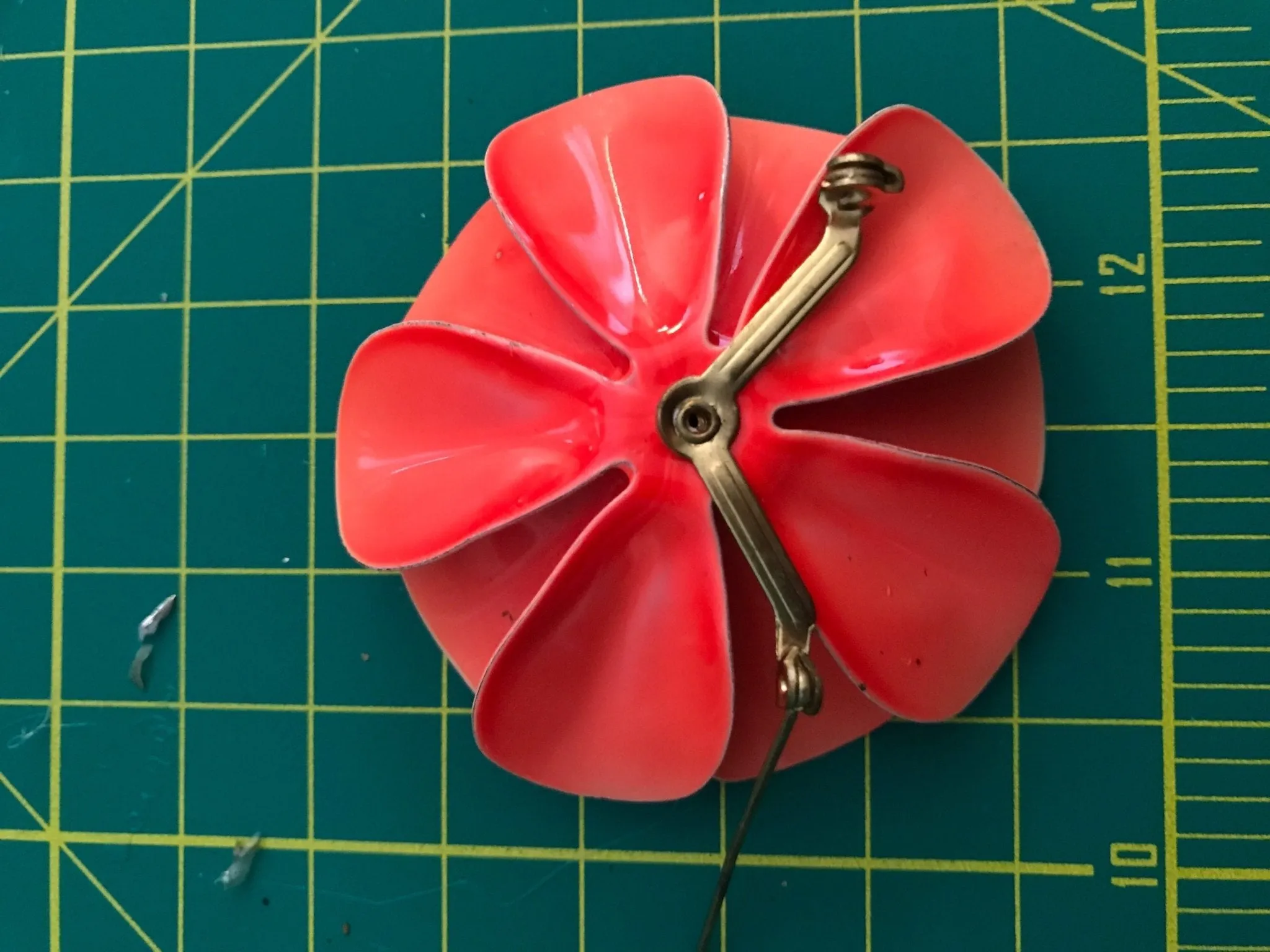 Upcycled Orange Enamel Flower Ring. Orange Poppy Ring. Recycled Estate Jewelry.