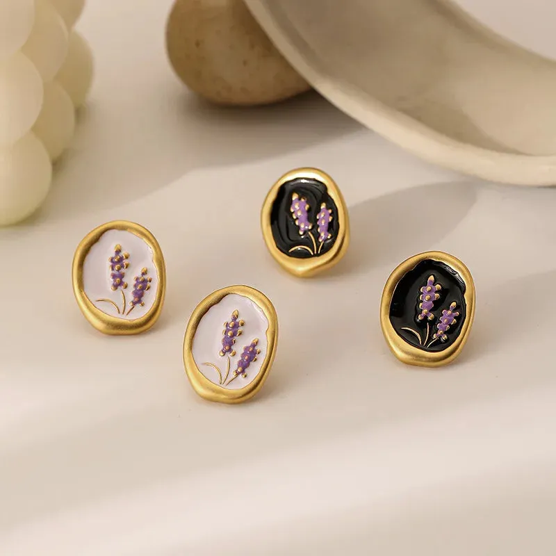 VAIGE Delicate Lavender Blossom Earrings with 925 Silver Needles