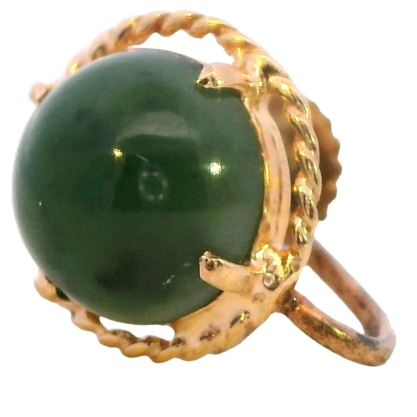 Vintage Elegance: Nephrite Jade Gold-Tone Screw Earrings - A Sustainable Choice