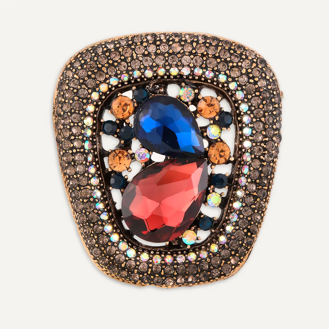 Vintage-Style Abstract Crystal Jewel Brooch