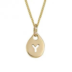 Y Organic Initial Tag with Diamond Set Bale Pendant GP2333